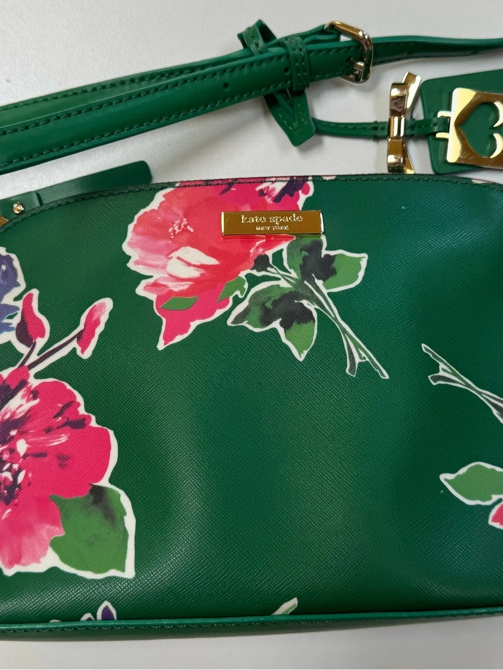 kate spade Green Floral Saffiano Crossbody with Gold Hardware - Picture 2 of 6
